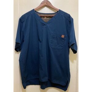 Carhartt Mens Ripstop Utility Scrub Top XL Indigo Blue Healthcare Workwear Nurse